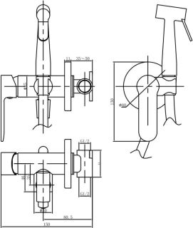 Гигиенический душ Aquanet Passion AF300-52B со смесителем, С ВНУТРЕННЕЙ ЧАСТЬЮ